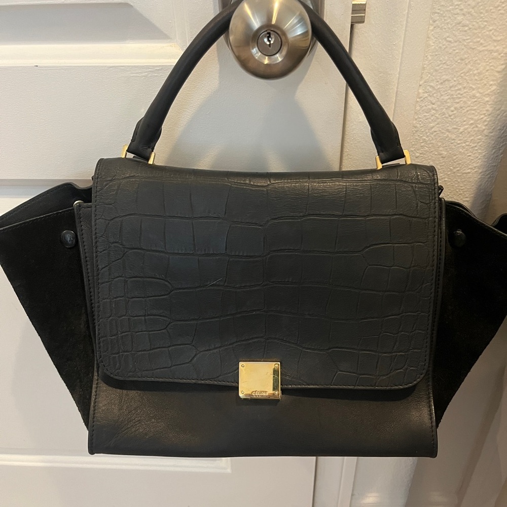 Celine Black Croc-Embossed Women's Bag